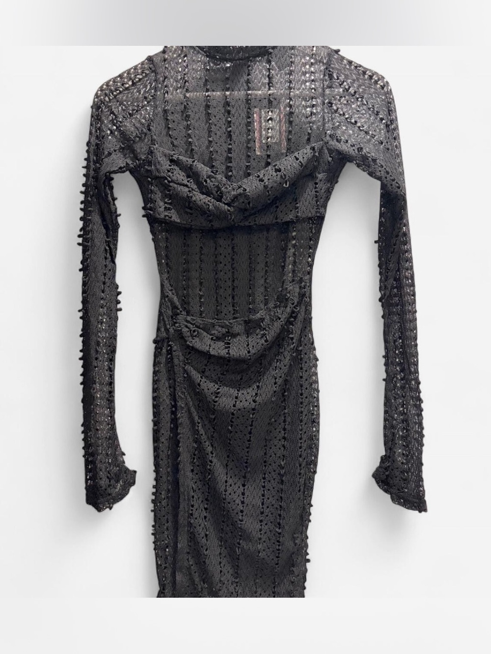Pretty Little Thing NWT Black Lace Long-Sleeve Sheer Bodycon Dress
